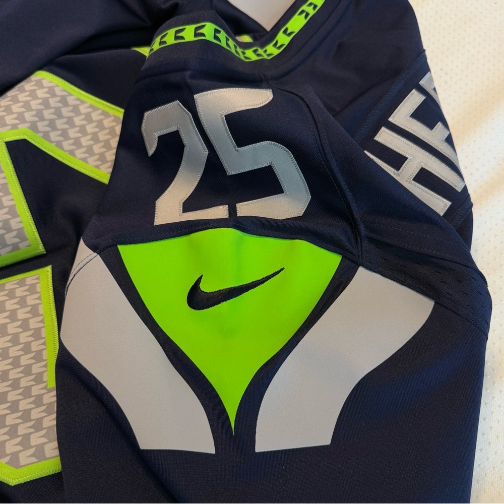 Nike NFL Seattle Seahawks 25 Sherman Football Jersey Adult Size Large Navy - Picture 8 of 14
